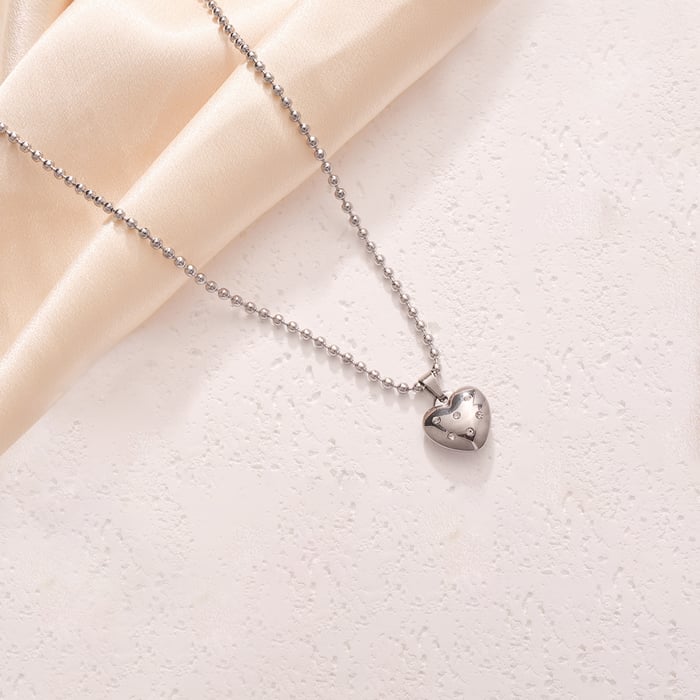 Minimalist Heart Stainless Steel Silver Color Women's Pendant Necklaces h5Picture5