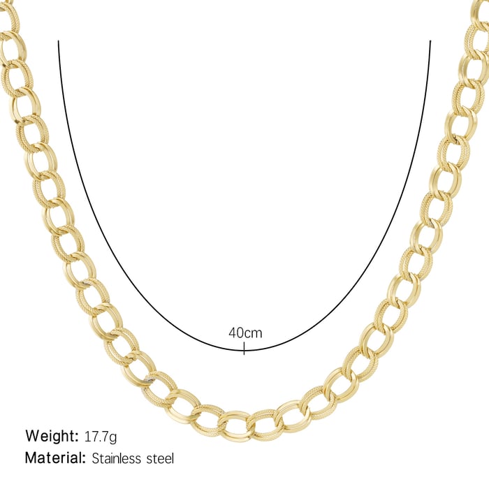 Edgy Daily Patchwork Stainless Steel Gold Color Women's Chain Necklaces h5Picture2