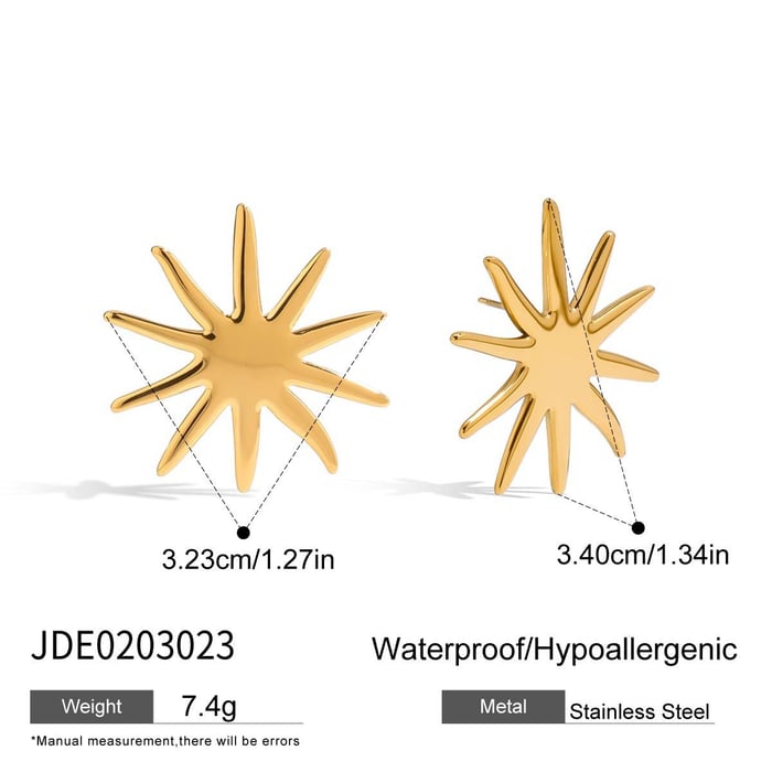 Simple Sun Stainless Steel Gold Color Stud Earrings h5Picture2