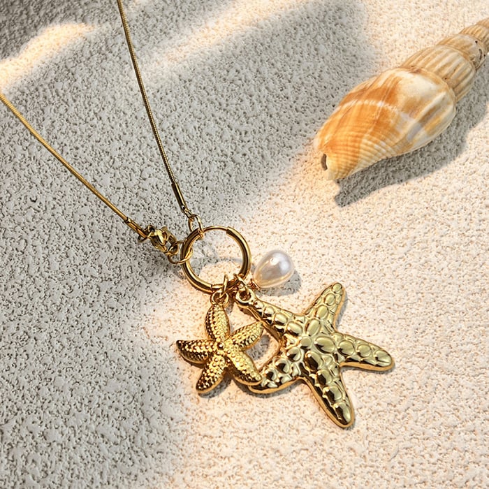 Starfish Stainless Steel Gold Color Pendant Necklaces h5Picture3