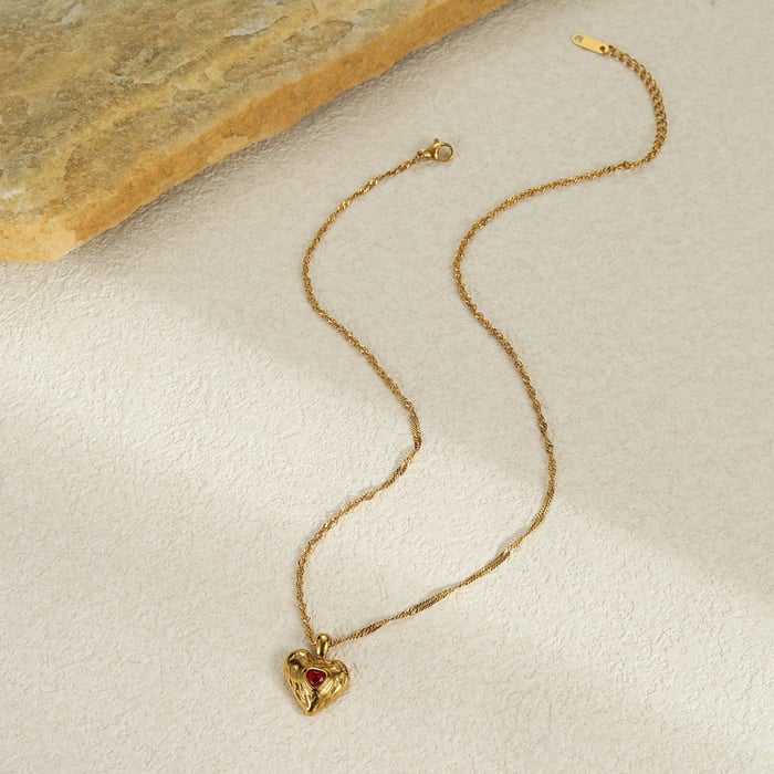 1 Pair Simple Series Daily Heart Stainless Steel   Gold Color  Women's Pendant Necklaces h5Picture4