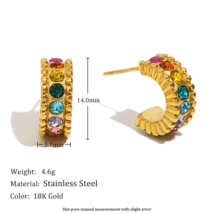 1 Stück Luxuriöse Serie Elegante einfarbige Edelstahl-Ohrstecker für Damen Bild2