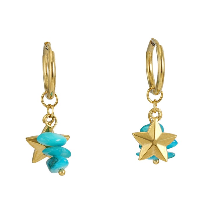 Star Stainless Steel Gold Color Drop Earrings