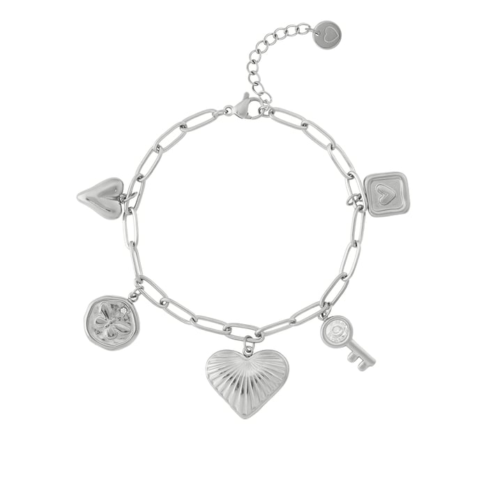 Glänzendes Herz Edelstahl Goldfarben Damen Charm Armbänder