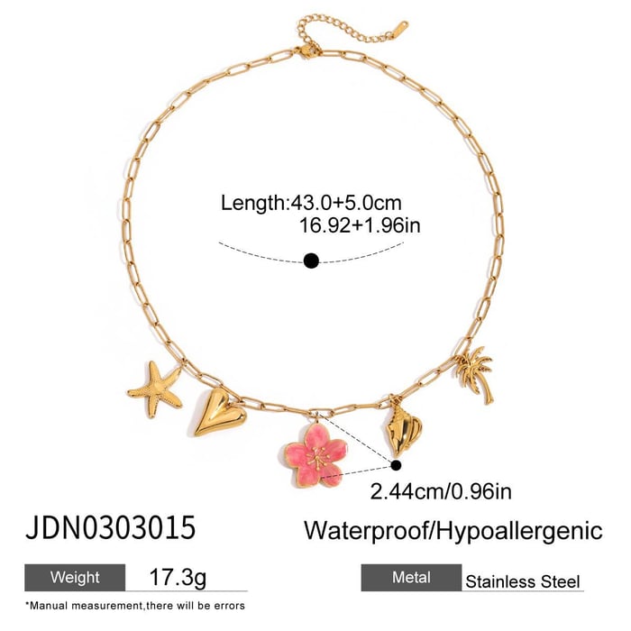 Sweet Flower Stainless Steel Gold Color Pendant Necklaces h5Picture2