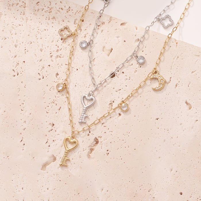 Designable Heart Locker Stainless Steel Gold Color Women's Pendant Necklaces h5Picture4