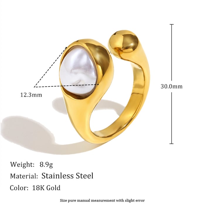 1 Stück Luxuriöse Serie Einfache geometrische Statement-Ringe aus Edelstahl h5Bild2