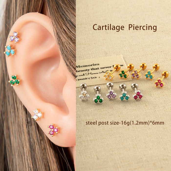 1 Piece Simple Series Simple Geometric Copper   Gold Color  Zircon Women's Piercings Earrings h5Picture4