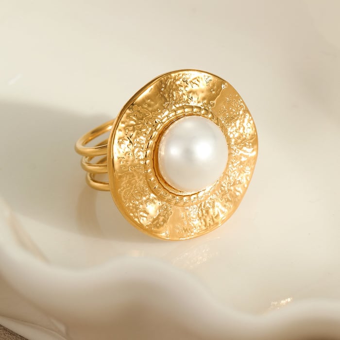 1 Paar Luxuriöse Serie Tägliche Blume Edelstahl Gold Farbe Gold Farbe Ringe h5Bild3