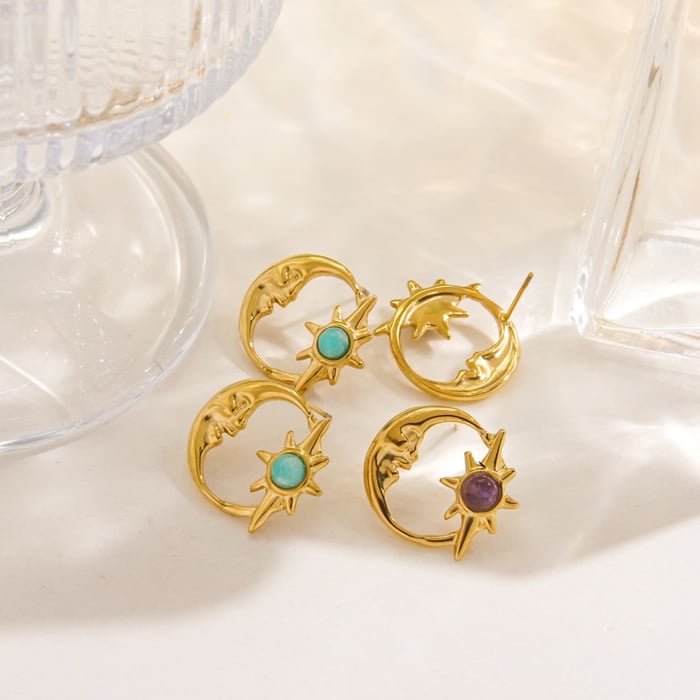 Simple Series Retro Geometric Stainless Steel Women's Stud Earrings h5Picture2
