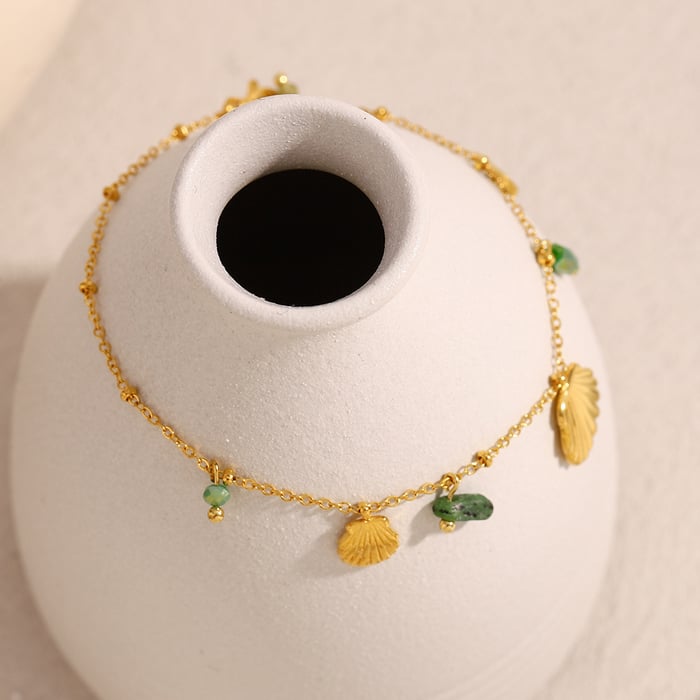 Ocean Series Muschel - Anhänger Goldfarbene Edelstahl Damenarmbänder h5Bild4