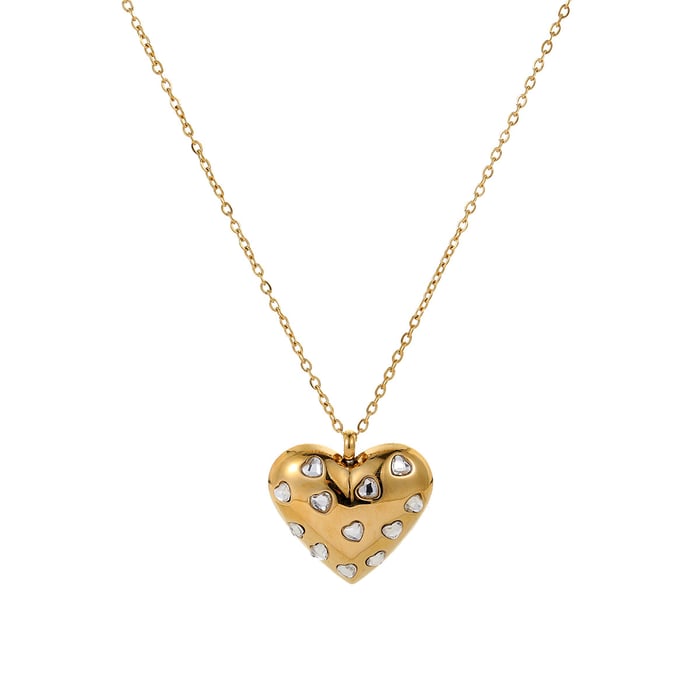1 Pair Romantic Series Daily Heart Stainless Steel   Gold Color  Women's Pendant Necklaces h5Picture5