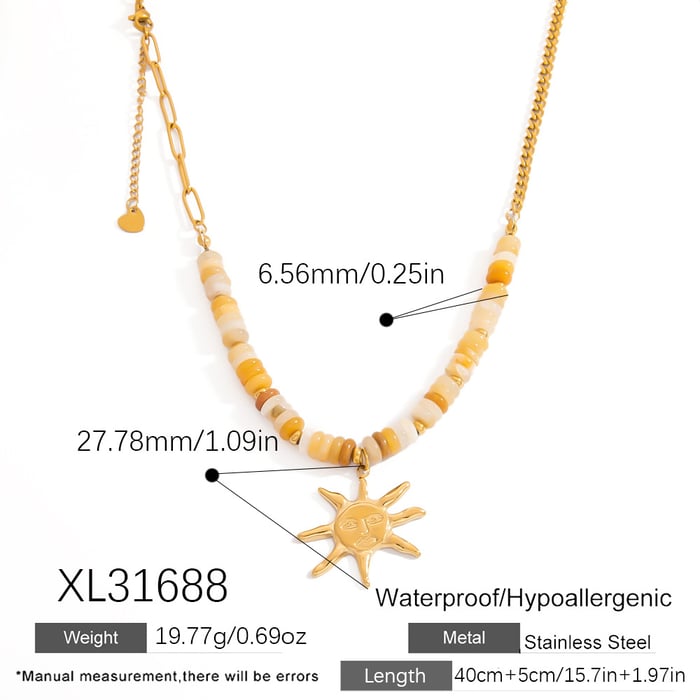 Light - luxury Simple Natural Stone Stainless Steel Women's Necklace h5Picture2