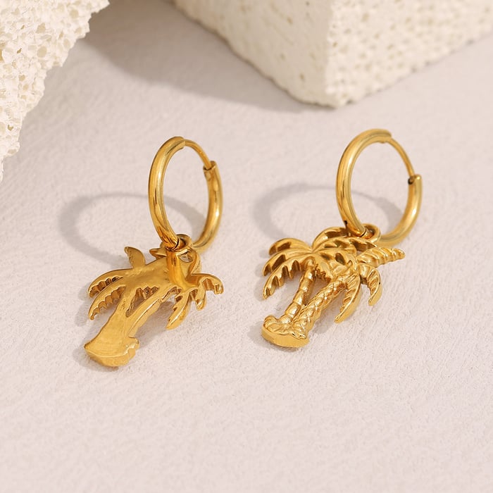 Romantic Series Vacation Plant Stainless Steel Women's Drop Earrings h5Picture4
