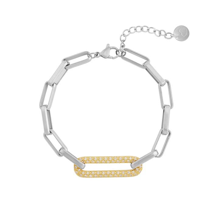 Rechteckige Patchwork-Armbänder aus Edelstahl in Goldfarbe für Damen 