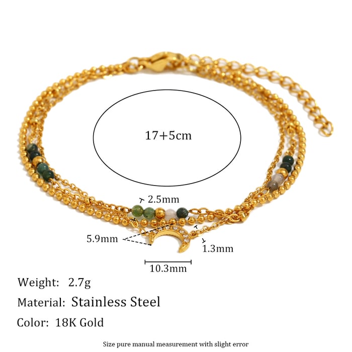 Simple Series Retro Moon Edelstahl Damen Kettenarmbänder h5Bild2