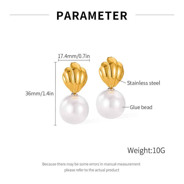 1 Paar klassische Conch Edelstahl Gold Farbe Damen Ohrstecker h5Bild2