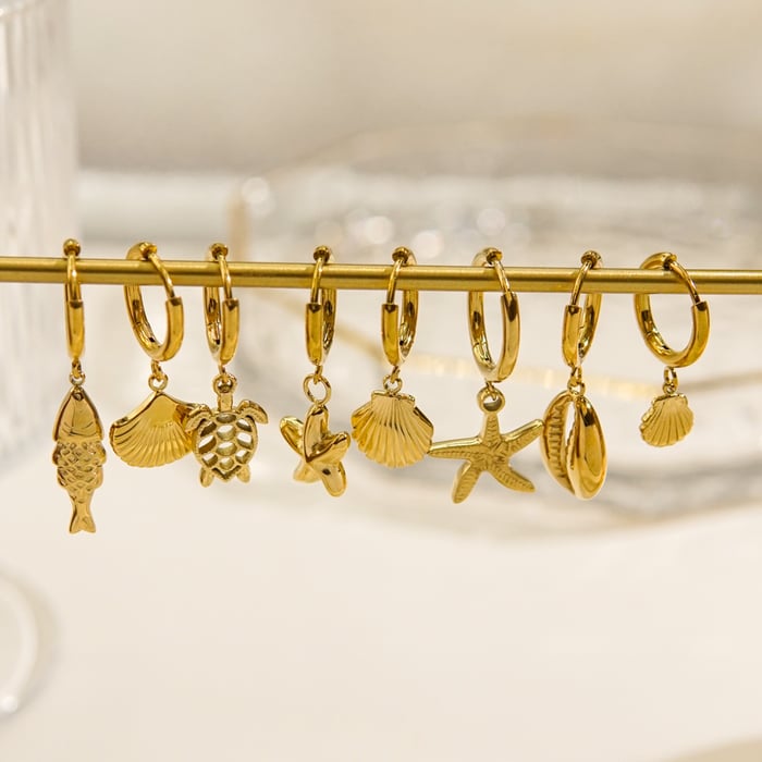 Ocean Series Golden Sea Snail Stainless Steel Women's Earrings h5Picture2