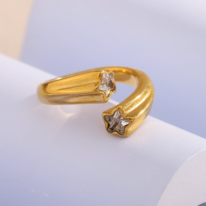 1 Stück Simple Series Tägliche Edelstahlringe mit Edelsteinen für Damen h5Bild4
