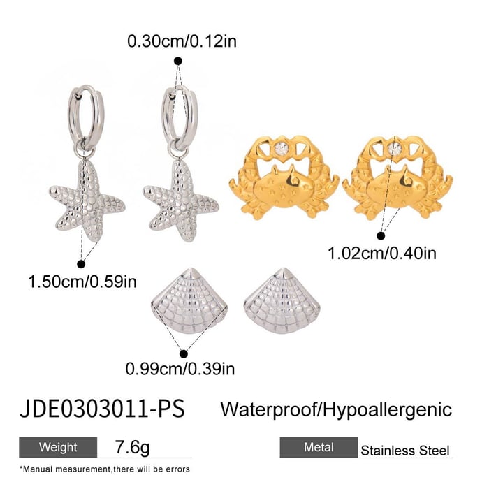 style oceanic stainless steel gold color earring sets h5Picture2