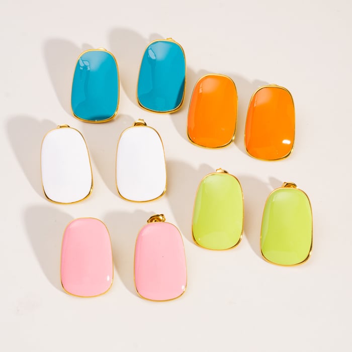 Simple Series Casual Solid Color Stainless Steel Women's Stud Earrings h5Picture5