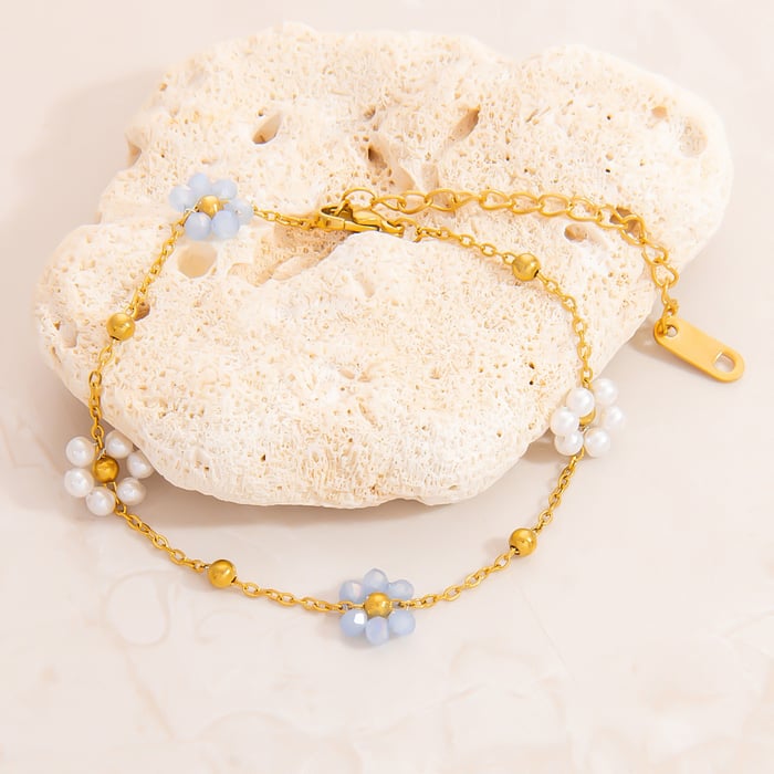 Sweet Flower Stainless Steel Gold Color Women's Charm Bracelets h5Picture5