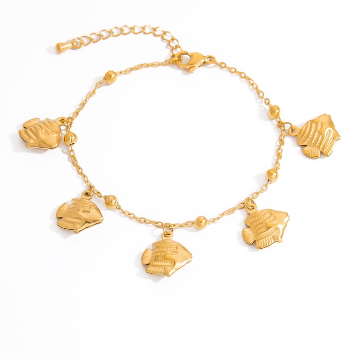 Classic Collection Extra Large Pendant Gold Stainless Steel Women's Bracelet