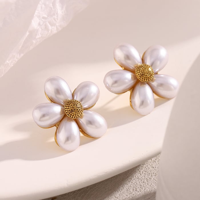 Elegante, schlichte Ohrstecker aus Edelstahl in Blumenform für Damen h5Bild4