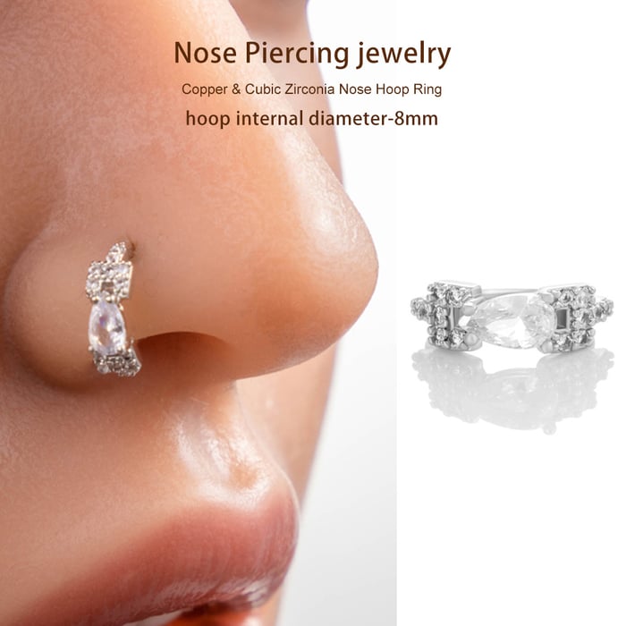 1 Piece Copper Gold Color Zircon Nose Stud h5Picture5