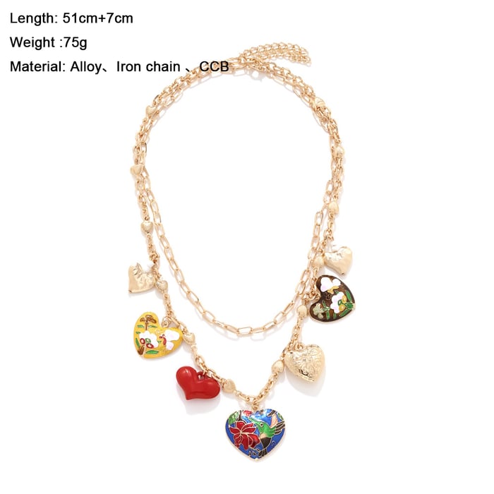 Retro Heart Alloy Layered Necklaces