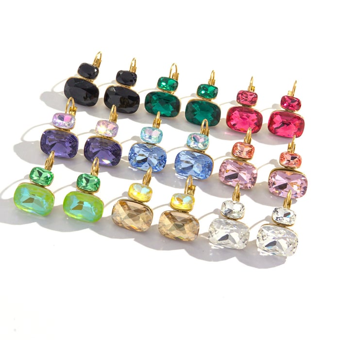 Luxurious Series Daily Engraved Stainless Steel Zircon Women's Stud Earrings h5Picture5