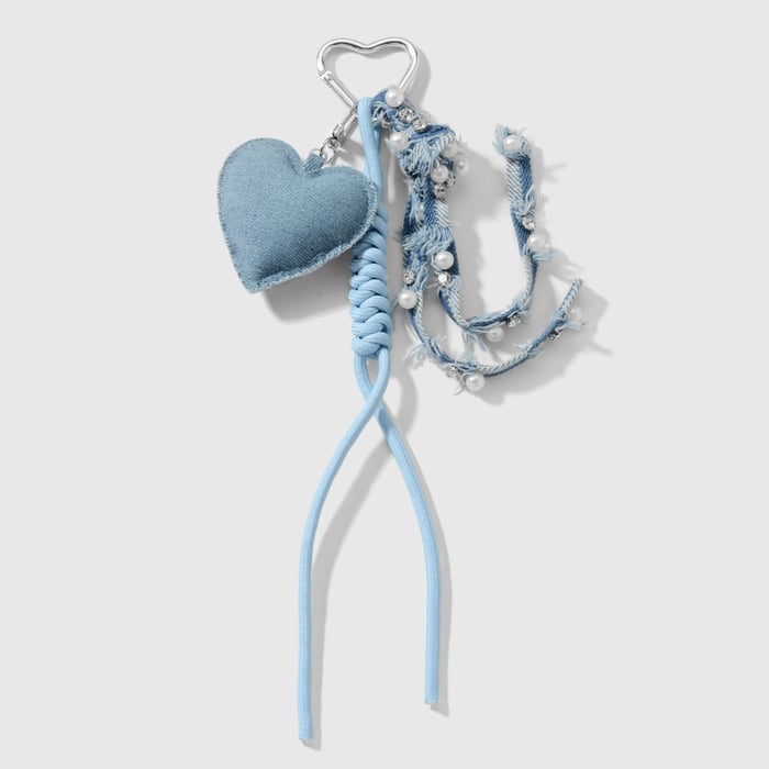 Denim Heart Alloy Bag Charms