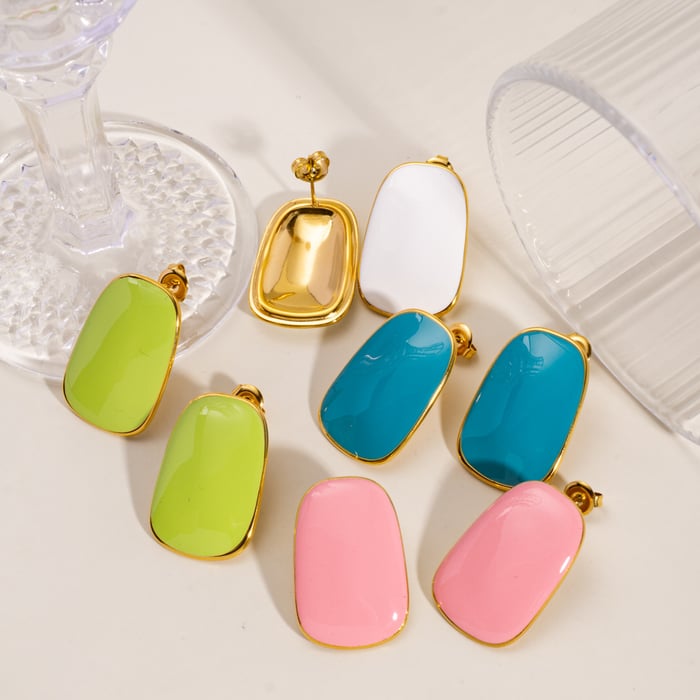 Simple Series Casual Solid Color Stainless Steel Women's Stud Earrings h5Picture3