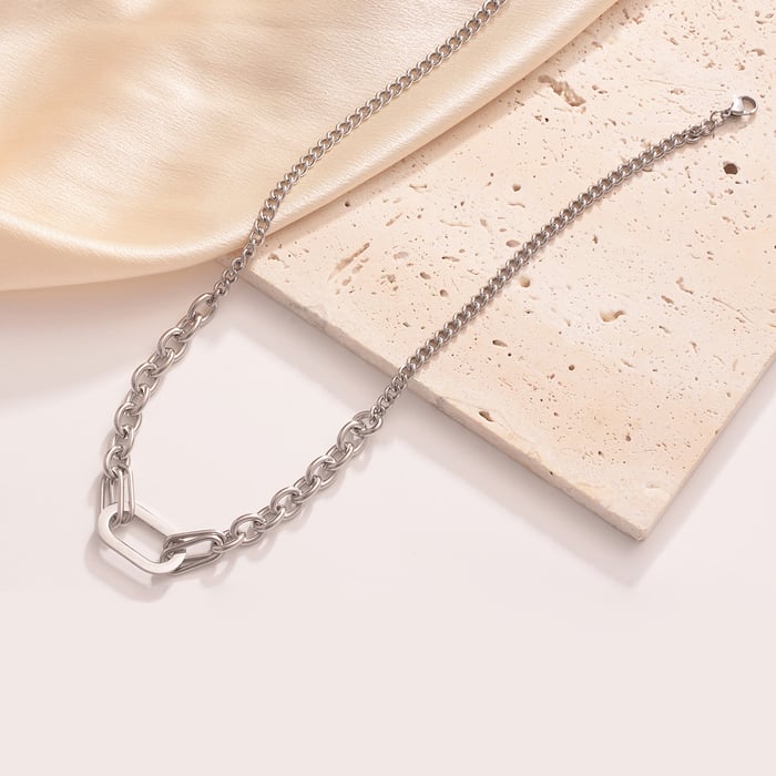 Classic Squircle Chain Stainless Steel Gold Color Women's Chain Necklaces h5Picture6