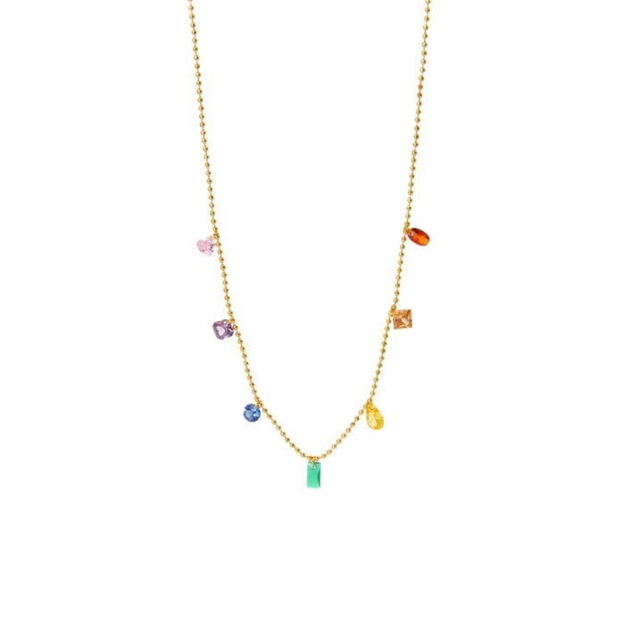 1 Pair Simple Series Daily Geometric Stainless Steel   Gold Color  Zircon Women's Pendant Necklaces Picture5