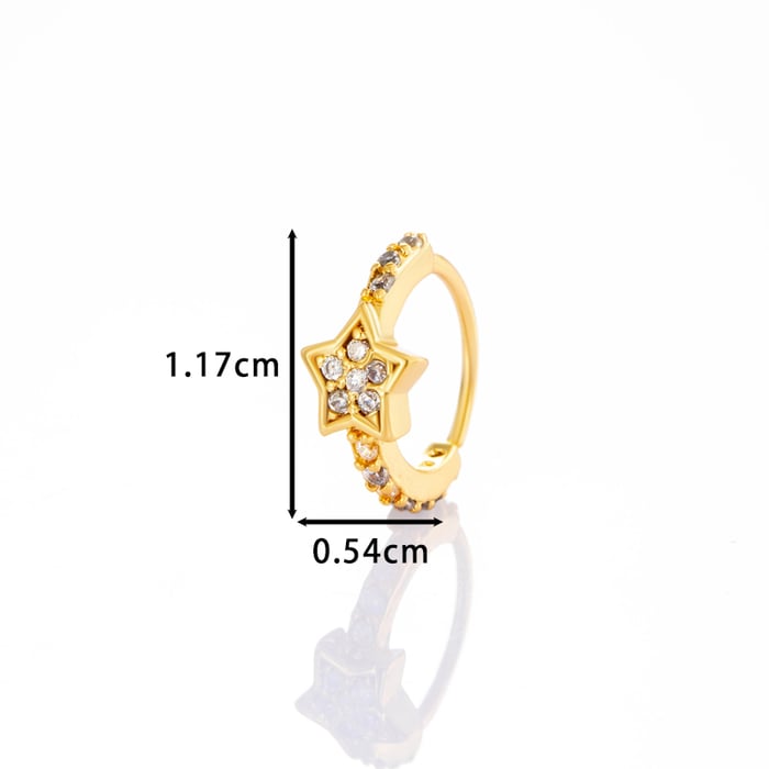 1 Piece Shinning Star Copper Gold Color Zircon Women's Nose Stud h5Picture2