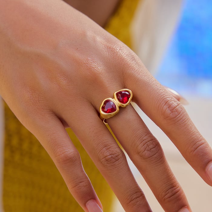 Heart Stainless Steel Gold Color Gemstone Rings h5Picture4
