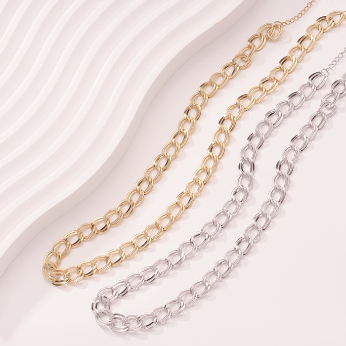 Edgy Daily Patchwork Stainless Steel Gold Color Women's Chain Necklaces h5Picture5