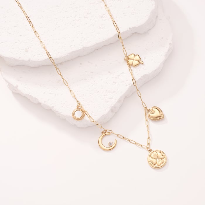 1 Piece Daily Clover Stainless Steel Gold Color Women's Pendant Necklaces h5Picture5