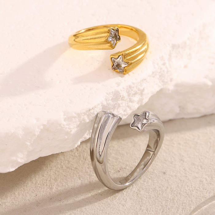 1 Stück Simple Series Tägliche Edelstahlringe mit Edelsteinen für Damen h5Bild5