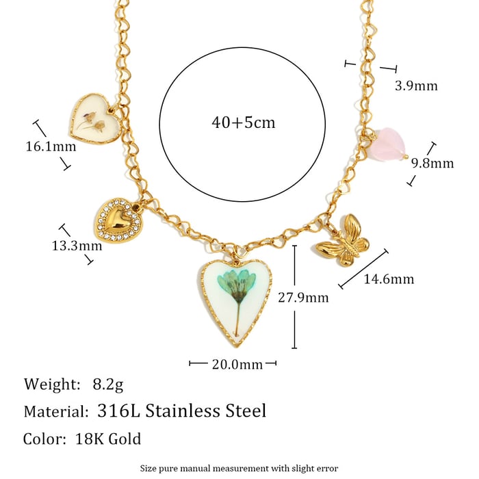 Luxury Style Romantic Heart Butterfly Pendant Women's Necklaces h5Picture2