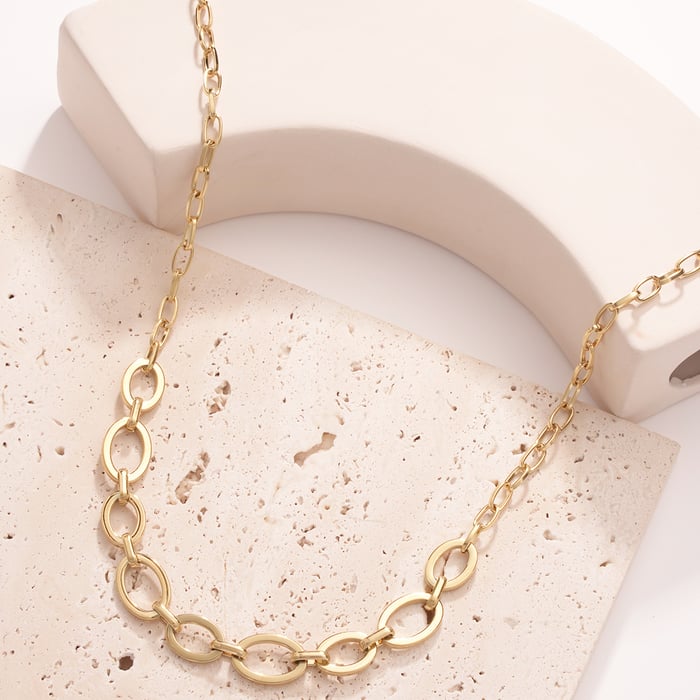 Modern Oval Chain Stainless Steel Gold Color Women's Chain Necklaces h5Picture6