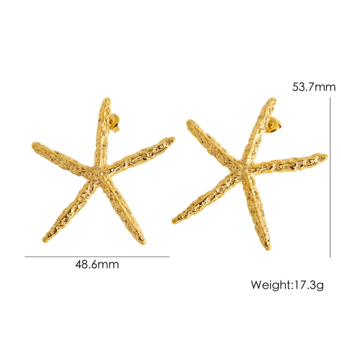 Stylish Solid Colored Starfish Stainless Steel Women's Stud Earrings