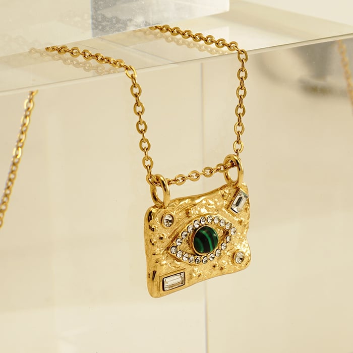 Halsketten mit Anhänger „Teufelsauge“ aus Edelstahl in Goldfarbe h5Bild5