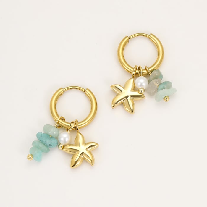 1 Pair Romantic Series Vacation Turtle Stainless Steel   Gold Color  Women's Drop Earrings h5Picture5