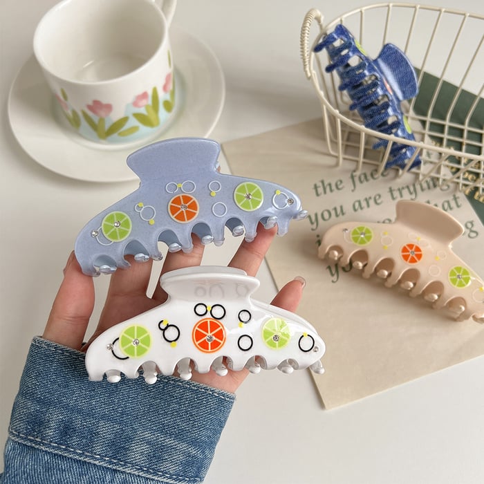 1 Pair Romantic Series Sweet Plant Acetate Women's Hair Claws Picture3