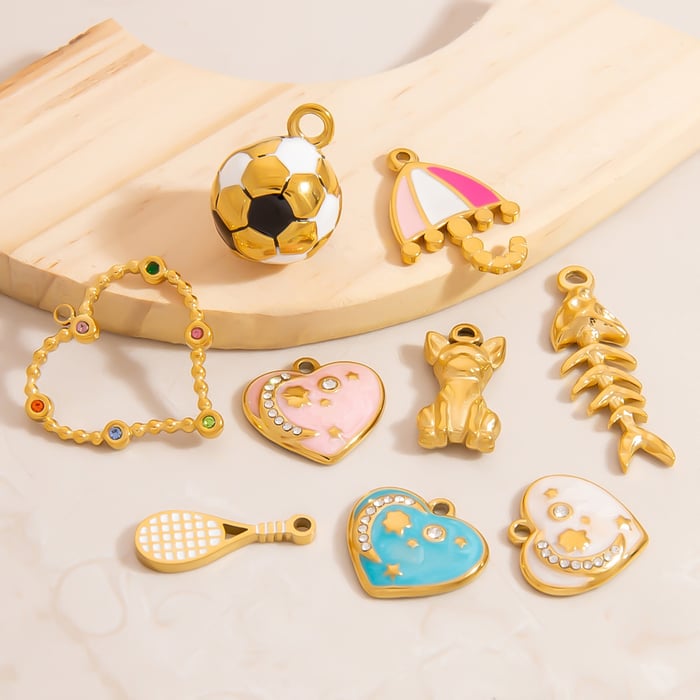 Heart Stainless Steel Gold Color DIY Pendants h5Picture3