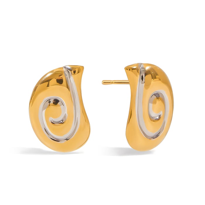 Spiral Stainless Steel MIxed Color Stud Earrings