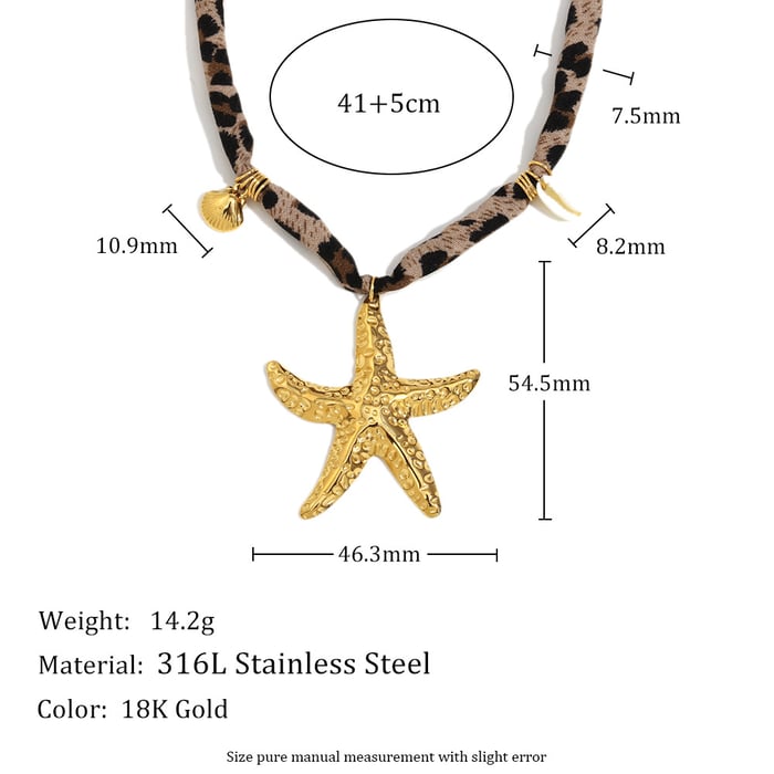 Handgefertigte einzigartige fünfzackige Stern-Gold-Edelstahl-Damenhalsketten h5Bild2