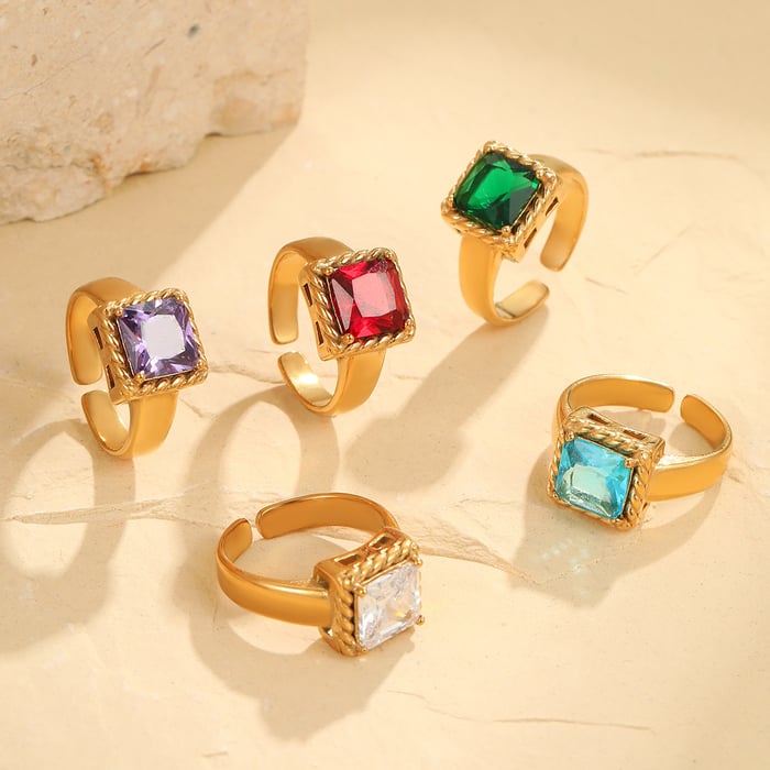 1 Pair Simple Series Daily Geometric Stainless Steel Women's Adjustable Rings h5Picture2